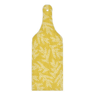 Modern Mustard Yellow Floral Leaves Pattern Cutting Board