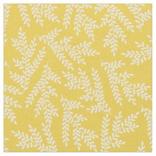 Modern Mustard Yellow Floral Leaves Pattern  Fabric