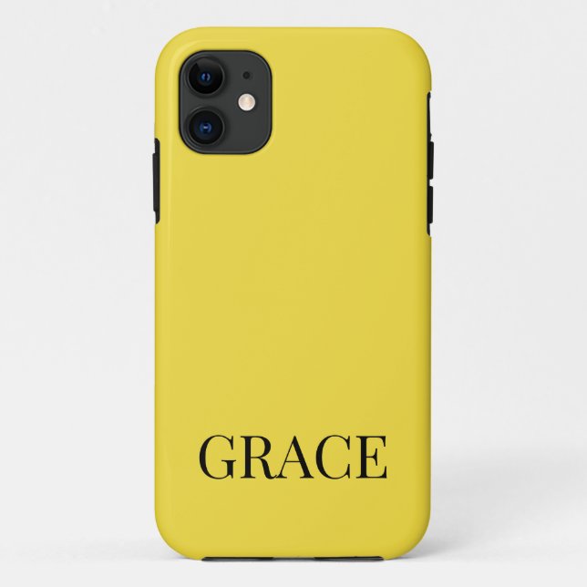 Modern Mustard Yellow Personalised Name Case-Mate iPhone Case (Back)