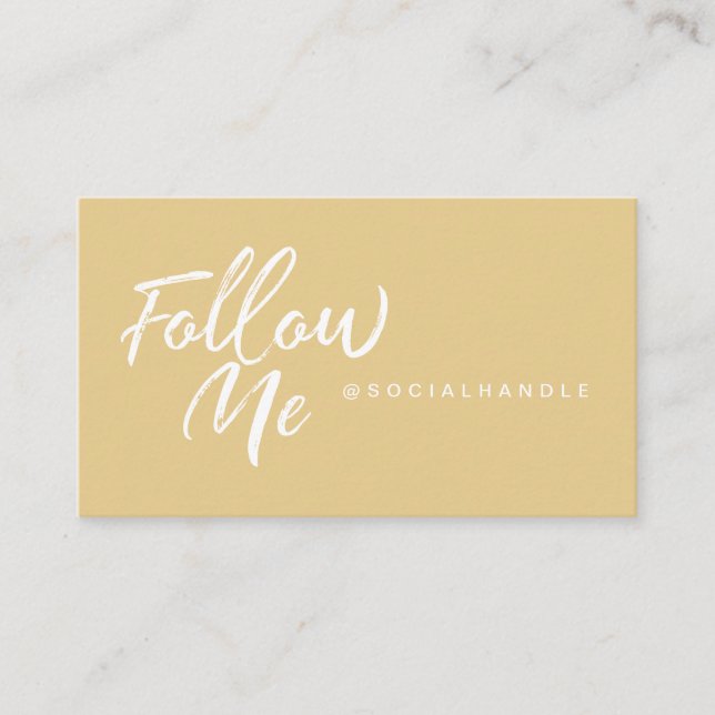 Modern Mustard Yellow Social Media Follow Me Photo Business Card (Front)