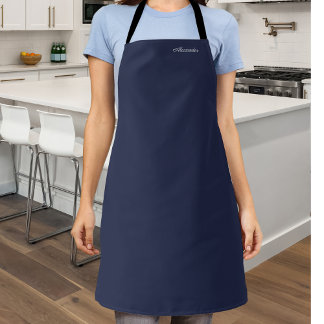 Modern Muted Navy Blue template,  White Script Apron