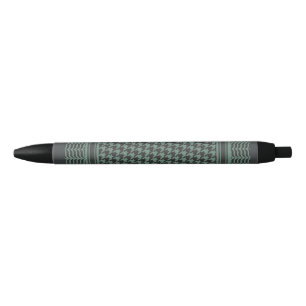 Modern Muted Olive Houndstooth Pattern Black Ink Pen