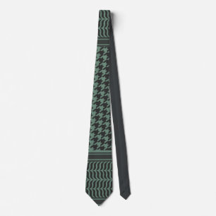 Modern Muted Olive Houndstooth Pattern Tie