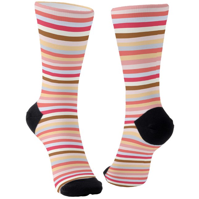 Modern Muted Pastel Circus Candy Stripe Socks (Warm pastel circus candy striped pastel socks)