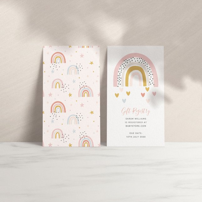 Modern Muted Rainbow Baby Shower Gift Registry Business Card (Creator Uploaded)