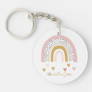 Modern Muted Rainbow Personalised Name Key Ring