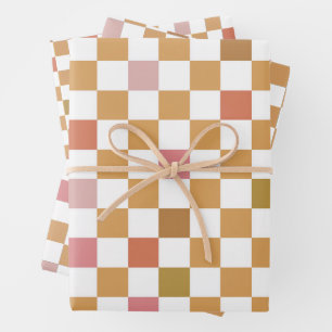 Modern Muted Yellow Chequered Wrapping Paper