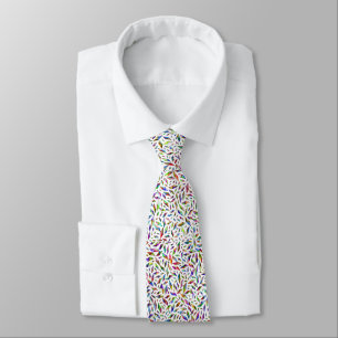 Modern Muticolored Diamond Gems on White Tie
