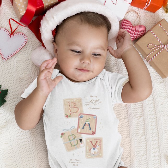 Modern My First Merry Christmas Baby Birth Baby Bodysuit (Creator Uploaded)