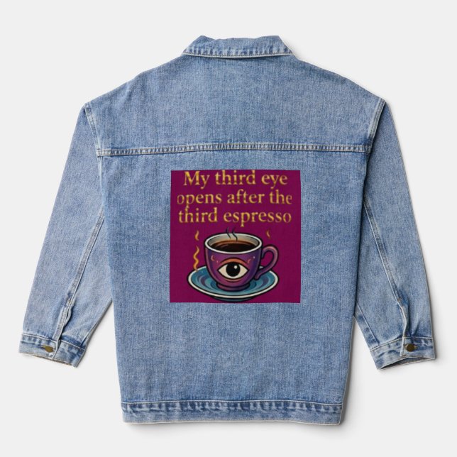 Modern Mystic Coffee Art My third eye collection Denim Jacket (Back)