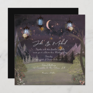 Modern Mystical Magical Woodland Night Wedding Invitation
