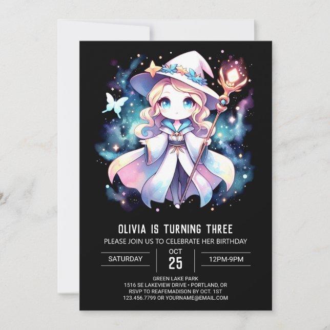 Modern Mystical Wizard Birthday Invitation (Front)