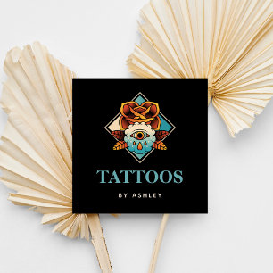Modern Mystique Third Eye Magic Tattoo Artist Cool Square Business Card