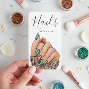 Modern Nail Art Contemporary Nail Technician Business Card