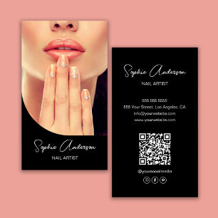 Modern Nail Artist Black Business Card