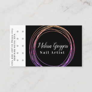 Modern Nail Artist Logo Reward Rainbow Circular Business Card