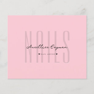 Modern Nail Artist Nail Tech Pink Pastel Monogram Flyer