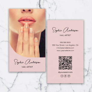 Modern Nail Artist Pink Business Card
