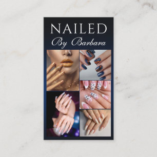 Modern Nail Artist Tech Aesthetic Blue Instagram  Business Card