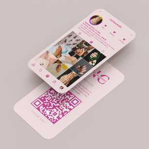 Modern Nail Artist Tech Aesthetic Pink Instagram  Business Card