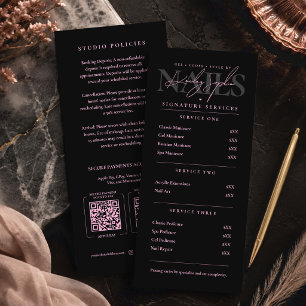 Modern Nail Beauty Salon Pink Black Price List Menu