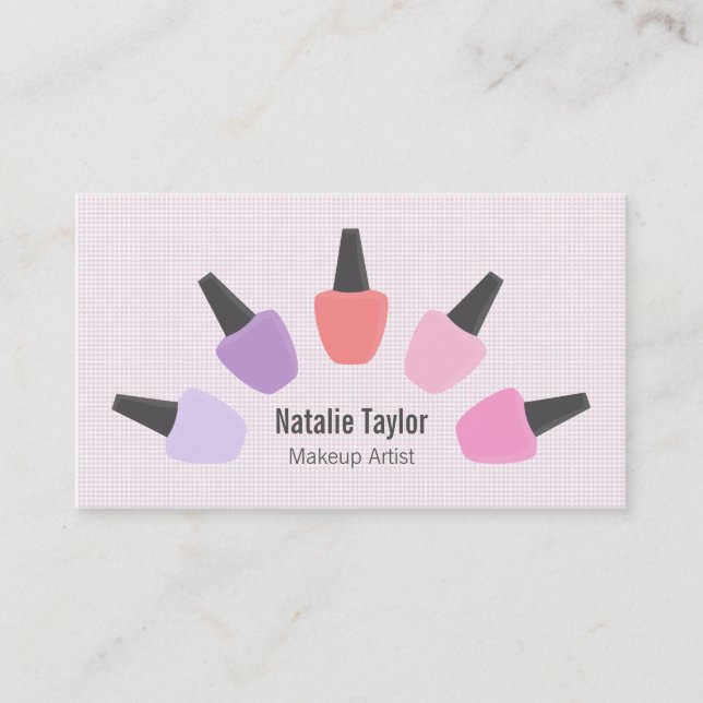 Modern Nail Polish Makeup Artist Business Cards (Front)