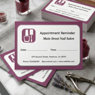 Modern Nail Salon Appointment Reminder Cards
