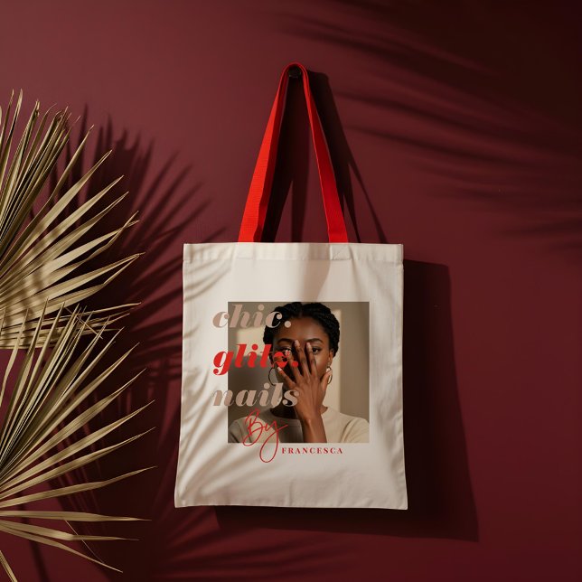Modern Nail Salon Business Photo Social & QR Code Tote Bag (Modern Nail Salon Business Photo Social & QR Code Tote Bag)