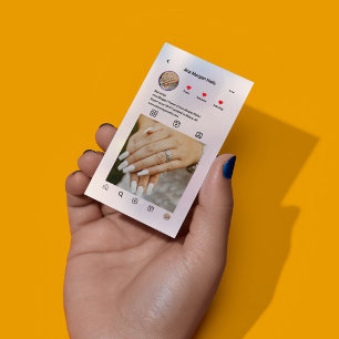 Modern Nail Salon instagram Qr Code Holographic Business Card