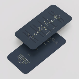 Modern Nail Tech Manicurist Dark Blue Appointment Business Card