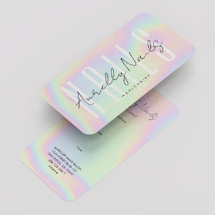 Modern Nail Tech Manicurist Holograph Appointment Business Card