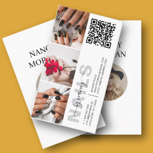 Modern Nail Tech Typography Photo Collage QR Code Business Card