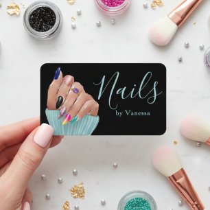 Modern Nail Technician Manicurist Salon Branding Business Card