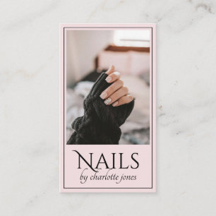 Modern Nail Technician Nail Photo Pink Business Card