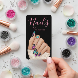 Modern Nail Technician Nails Art Salon Qr Code Business Card