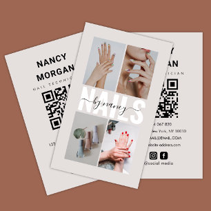  Modern Nail Technician Photo Collage Qr Code  Business Card