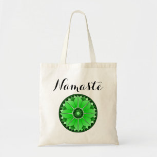 Modern Namaste Green Mandala Tote Bag