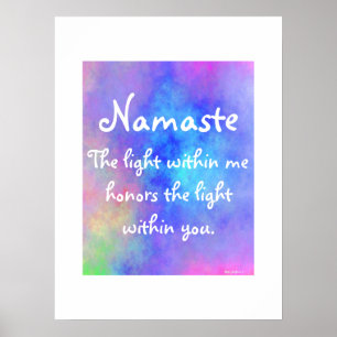 Modern Namaste Meditation Yoga Colourful Watercolo Poster