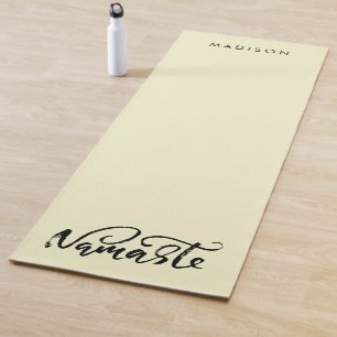Modern Namaste Name Citrine White Yoga Mat