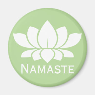 Modern Namaste White Lotus Flower Magnet