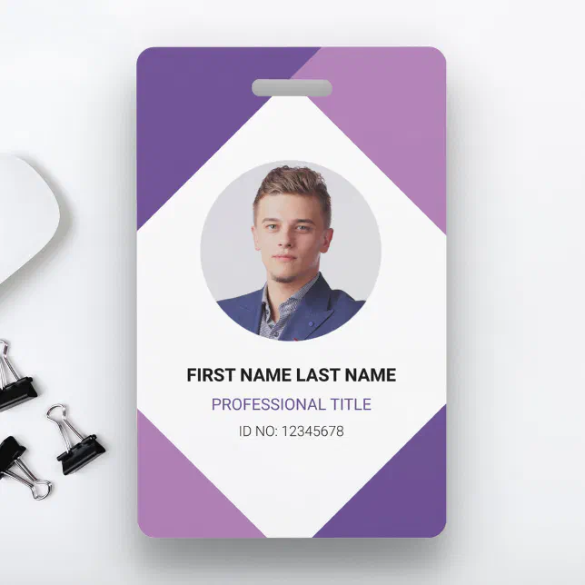 Modern Name and Photo Corporate Employee ID Card Badge | Zazzle