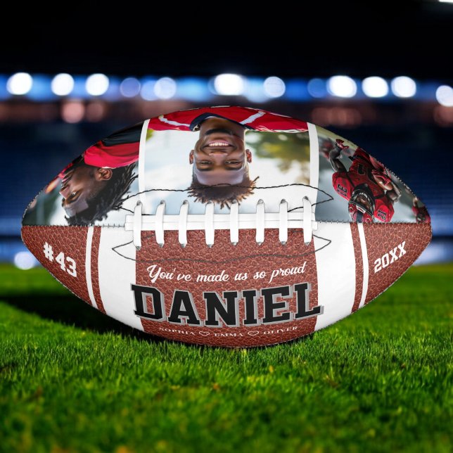 Modern Name and Text Photo Keepsake Gift Football (Creator Uploaded)