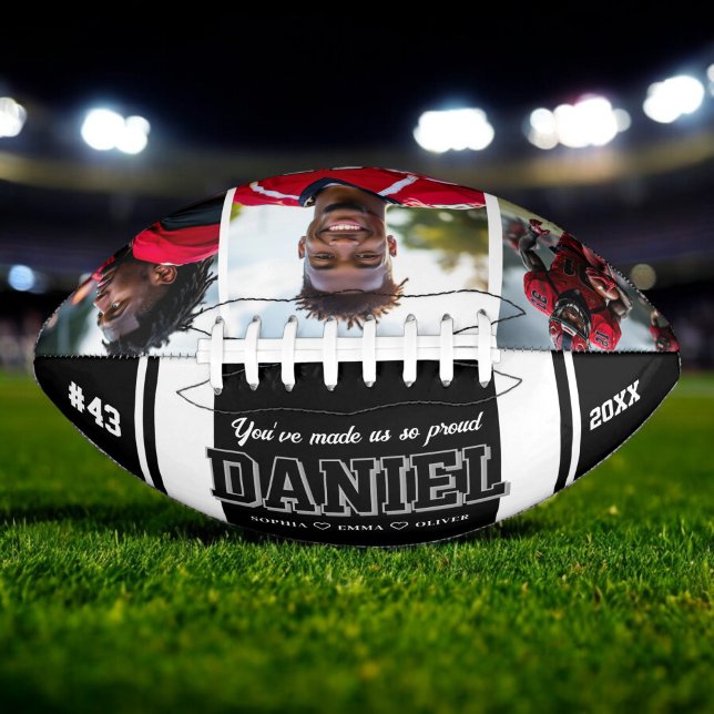 Modern Name and Text Photo Keepsake Gift Football (Creator Uploaded)