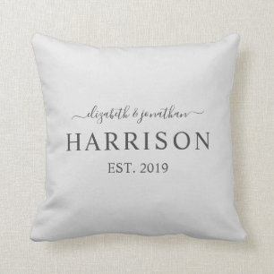 Modern Name and Year Established Dark Grey Cushion
