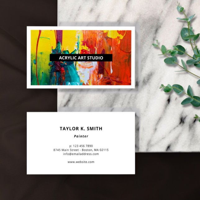 Modern Name Artwork Artist Art Studio Business Card (Creator Uploaded)