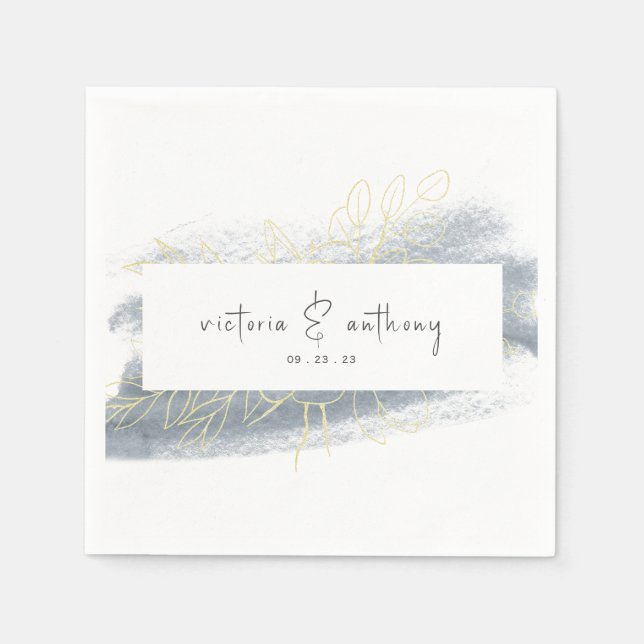 Modern Name Date Wedding Napkin (Front)