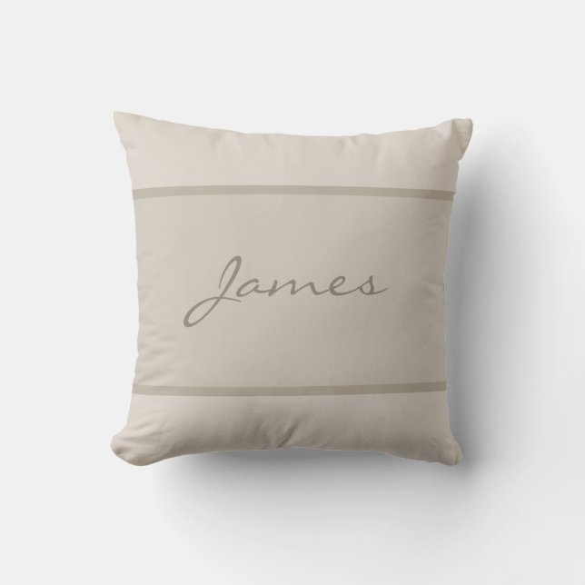 Modern Name Hand Script Font Text Elegant Plain Cushion (Front)