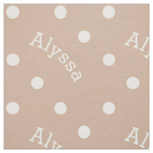 Modern Name Khaki Sand Beige Polka Dot Fabric