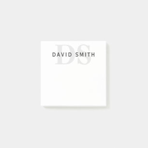 Modern Name & Monogram Black White & Grey Post-it Notes