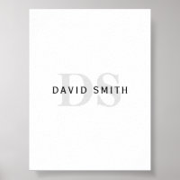 Modern Name & Monogram | Black White & Grey
